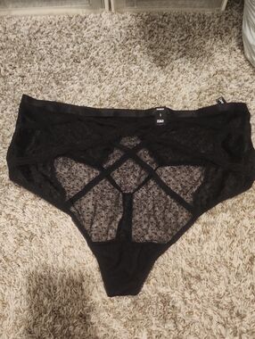 Black Sheer High Waist Lace Thong